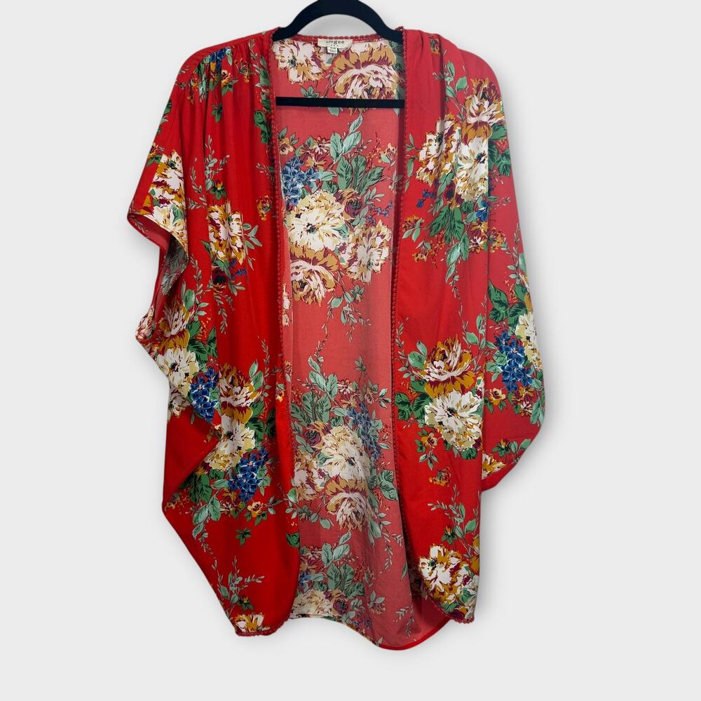 Umgee red orange floral kimono swim coverup size Small/Medium
